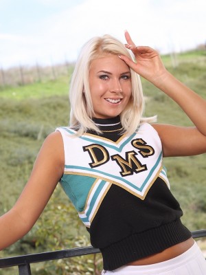 College cheerleader Danica peels off out of her uniform to give YOU something to cheer about.